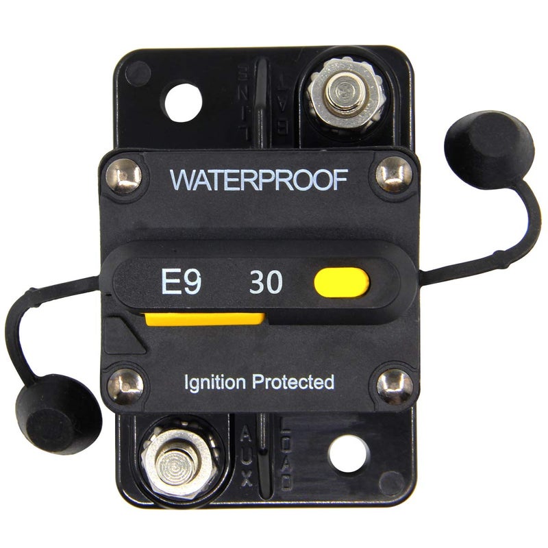 ZOOKOTO 30 Amp Circuit Breaker Marine Trolling Motors Boat ATV Manual Power Fuse Rest Waterproof 12V 48V DC 30A